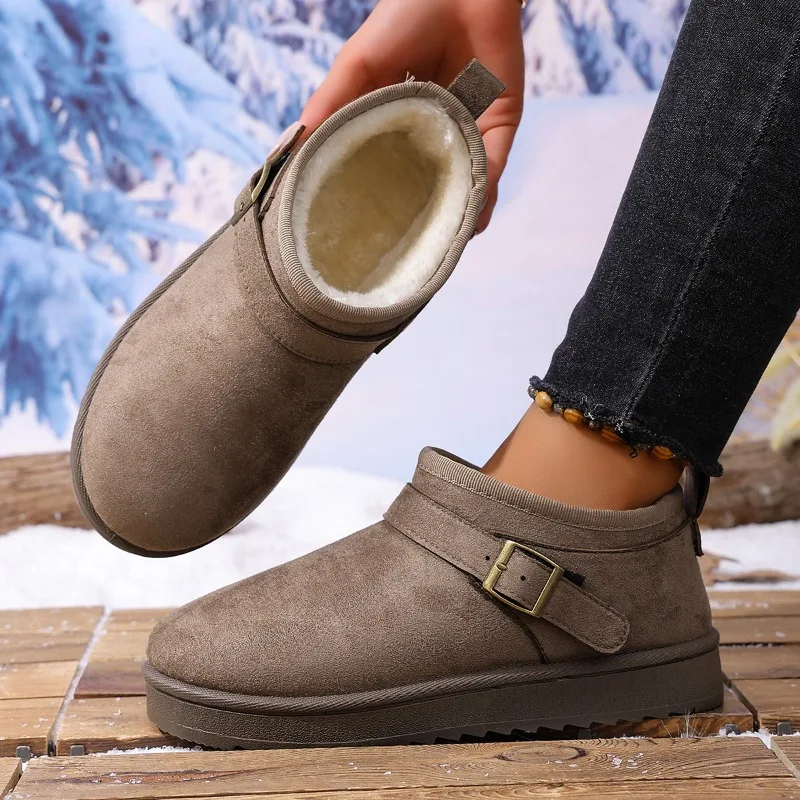 Winter Women's Solid Color Comfortable Vintage Keep Warm Snow Boots Women Fashionable Anti Slip Wear-resistant Thick Sole Shoes