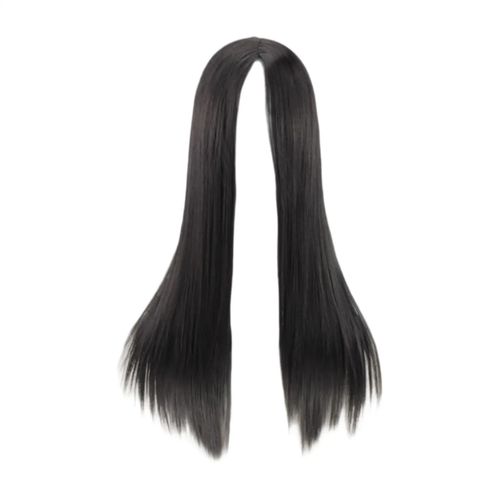 Peruca reta longa preta para mulheres, cabelo sintético elegante, charmoso e elegante, aniversário de casamento e compras, uso diário, 70cm