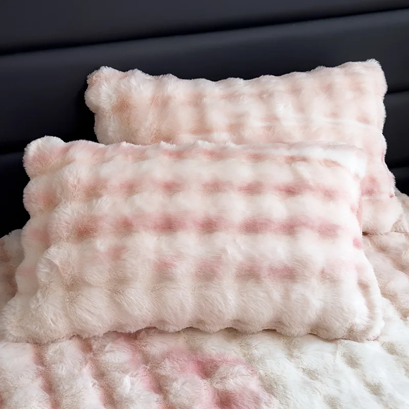 Ins Style Faux Rabbit Plush Pillowcase 48X74Cm Soft Skin-Friendly Pillow Slipcover Autumn and Winter Warm Furniture Protector