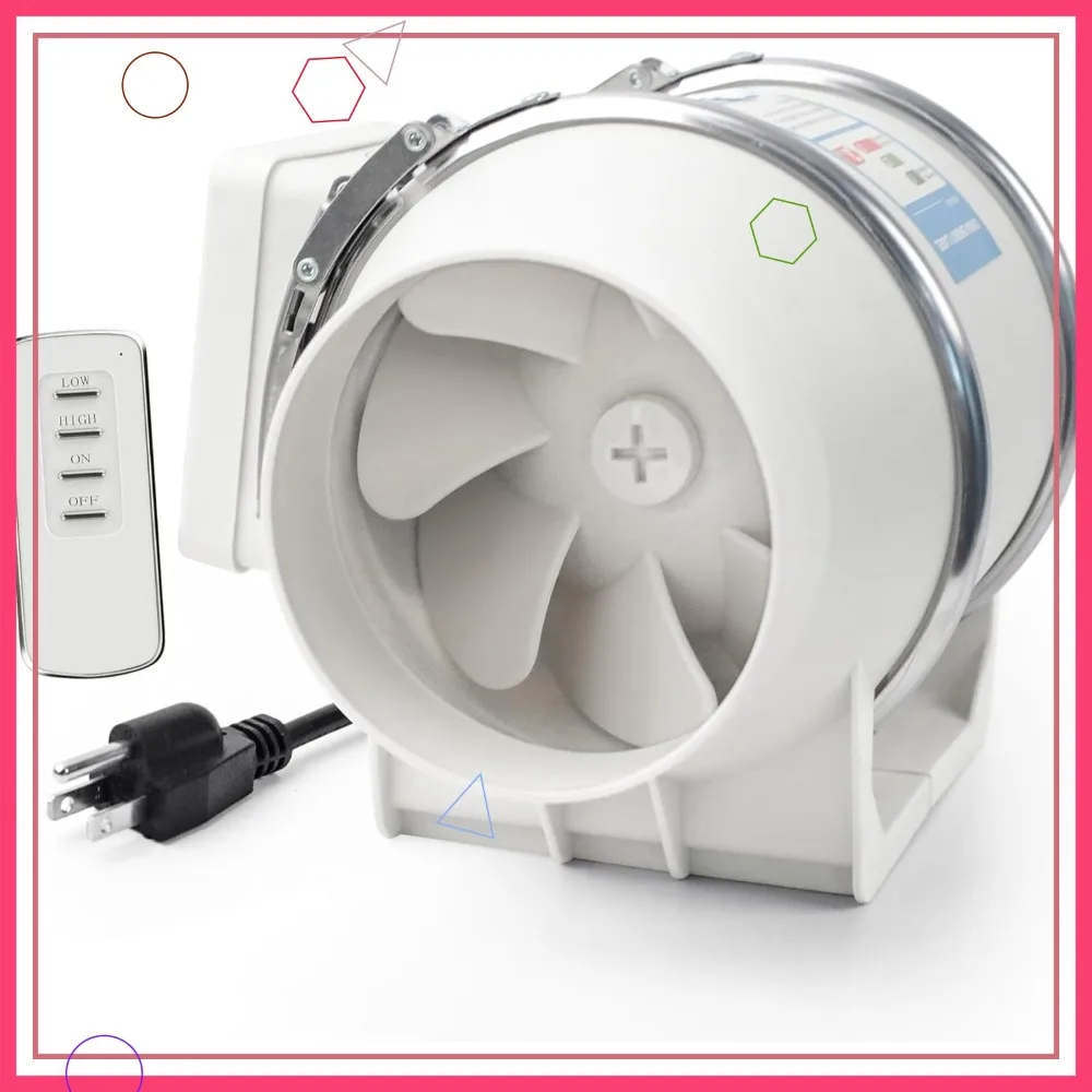 

4" Inline Exhaust Fan 280 CFM, Remote Control, Quiet 30dB for Bathroom Kitchen Grow Tent