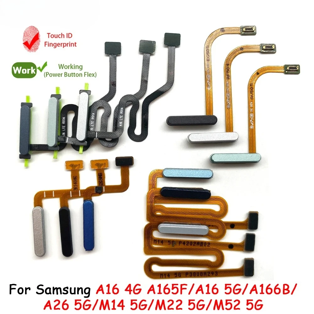 

Сканер с датчиком отпечатков пальцев для Samsung A16 4G 5G A165F A166B A26 M14 M22 M52 5G Touch ID Connect Home Button Flex Cable Parts