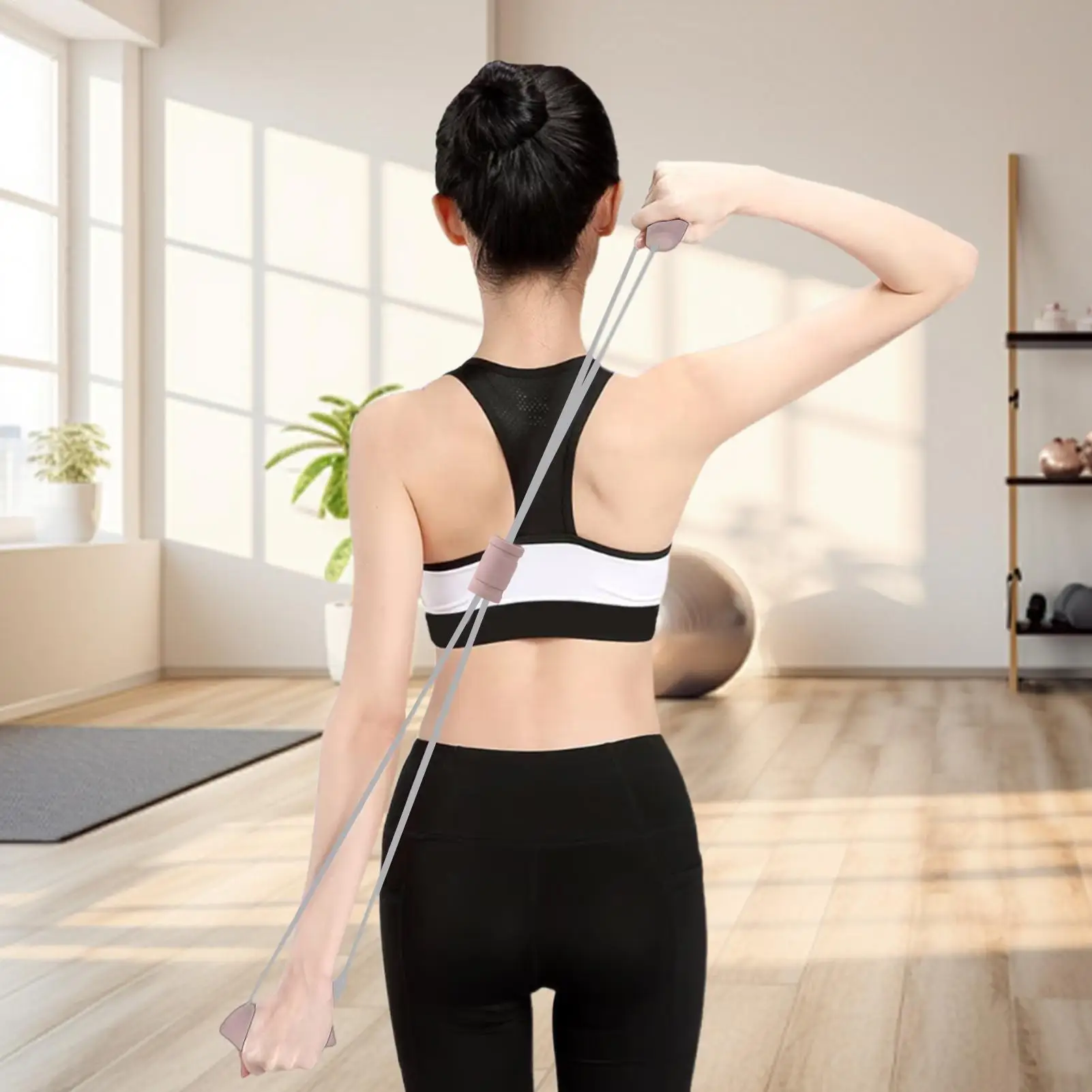 Bandas de resistencia para mujer, bandas de ejercicio con asas, equipo de Fitness antideslizante portátil para estirar el brazo, la espalda y el pecho