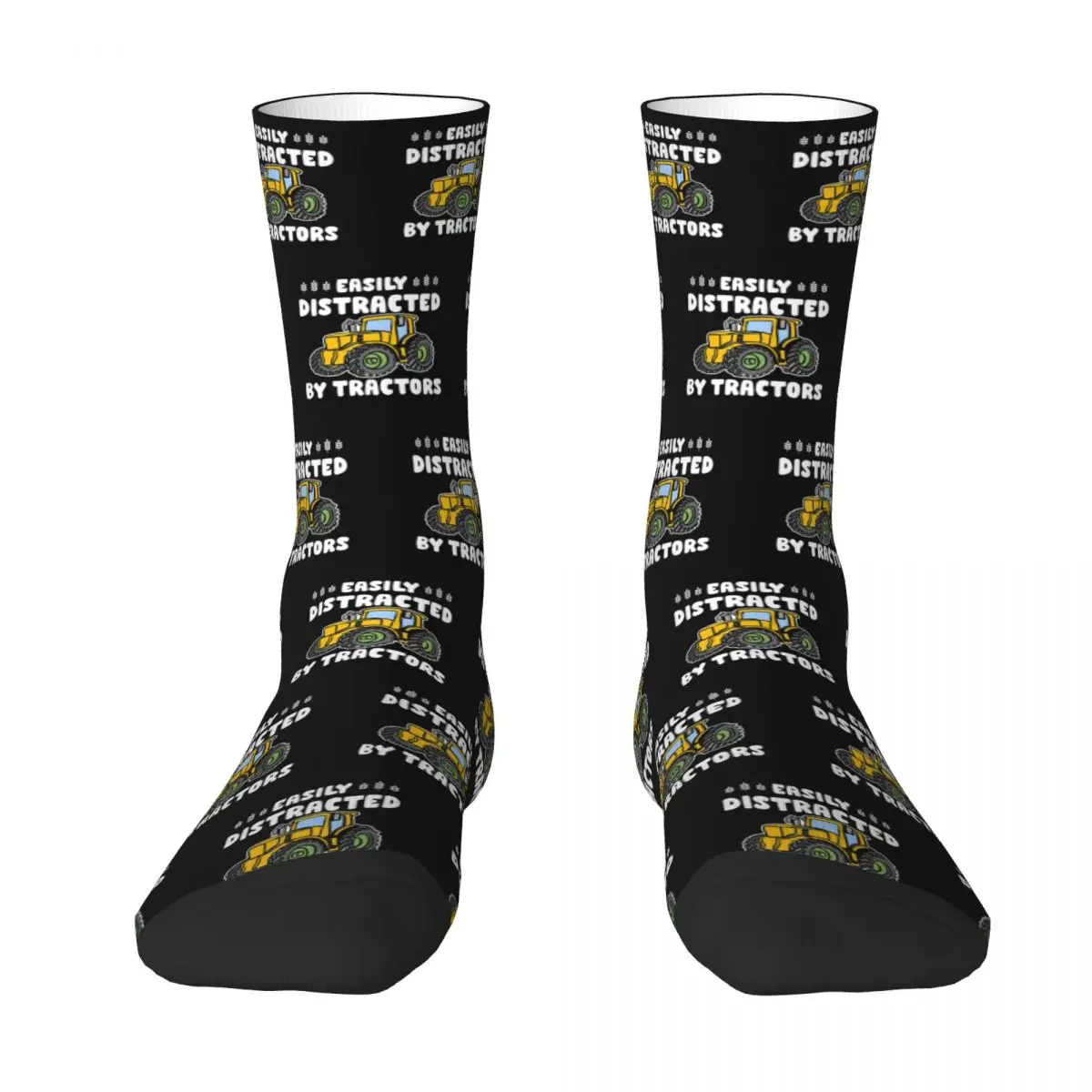 Tractor Yellow Distracted By Tractors Gift Men Women Happy Socks Windproof Novelty Spring Summer Autumn Winter Stockings Gift