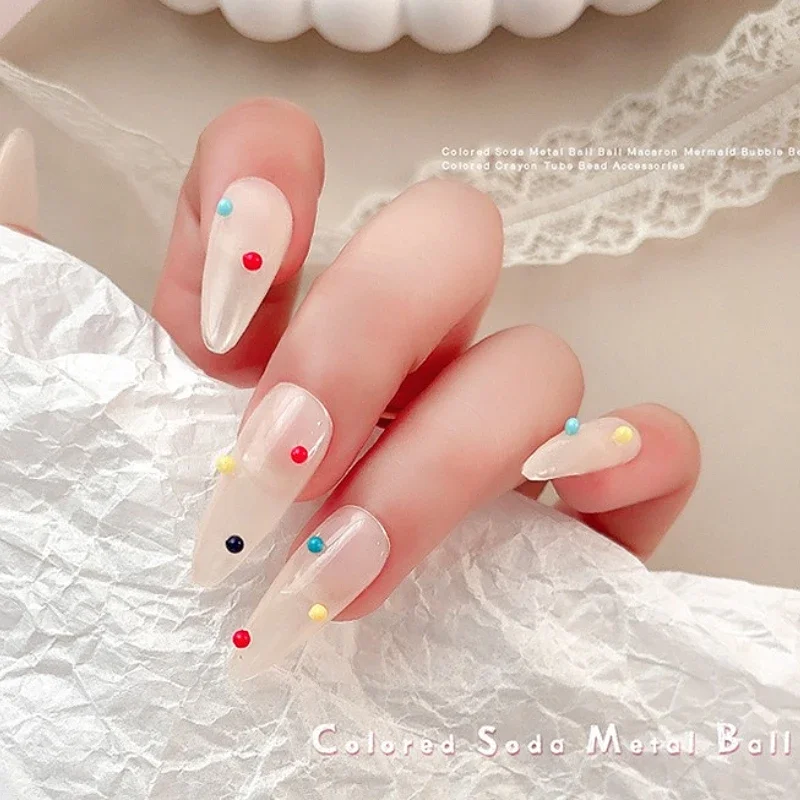 Bella bolla colorata perline colorate 3D circolare a pois trapano colore caramella decorazioni per unghie accessori strumenti per manicure fai da te