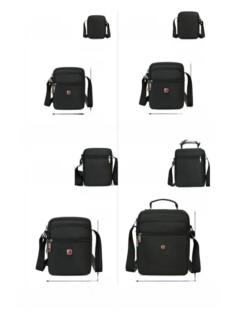 Oxford Cloth Men's Crossbody Bag Waterproof Single Shoulder Military Knife Bag Casual Style Youth Travel Backpack Black