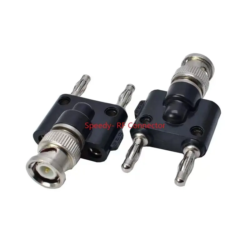 1Pcs Q9 BNC Banana To Two Dual 4mm Banana Male Female Jack Coaxial Connector BNC Tee Type 3Way Splitter RF Adapter High Quanlity