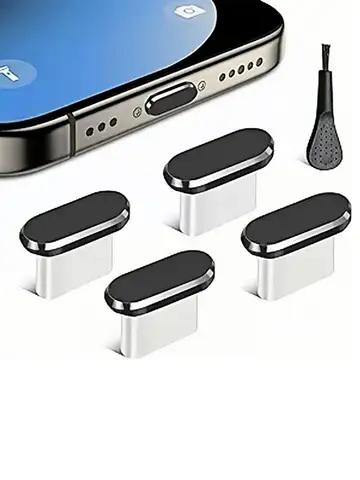 4Pcs USB C Dust Plug With Cleaning Brush Anti Dust USB-C Plug Cover Charging Port Cover Caps For Samsung Xiaomi All Type C Phone