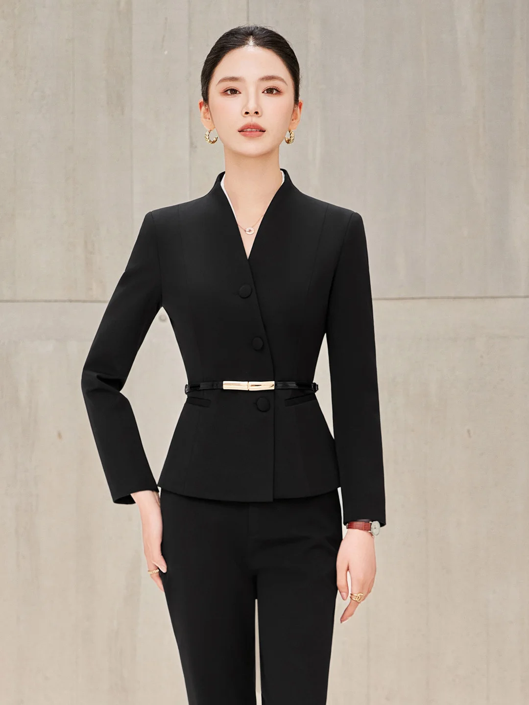 Gray Suit Set for Women 2026 New High-End Feeling Career Wear Professional Outfit Work Uniform Elegant West Clothes
