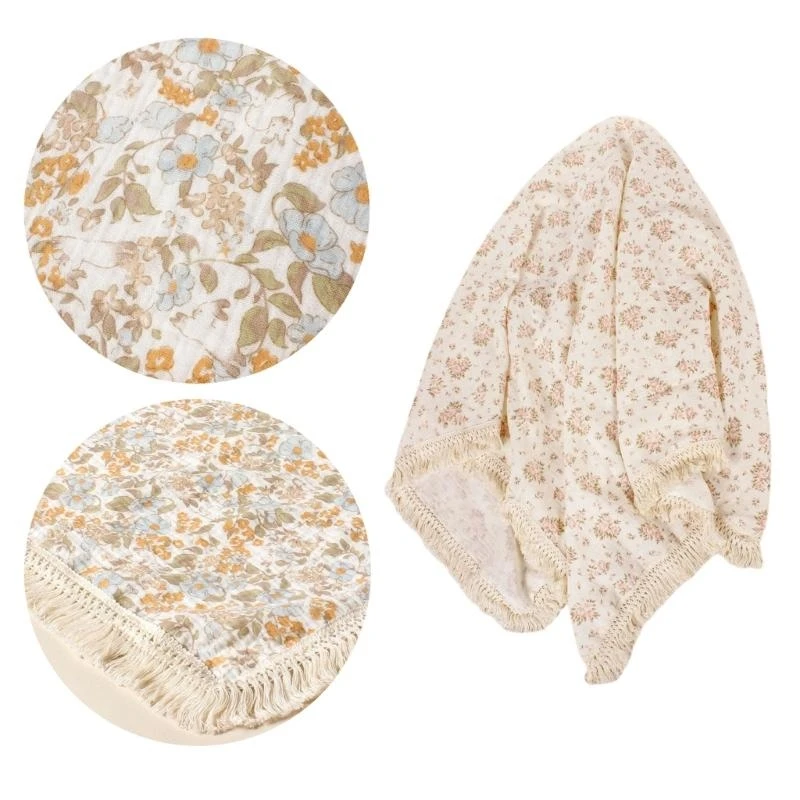 

Q81A Breathable Baby Wrap Cloth 2-Layer Cotton Receiving Blanket Printed Bath Towel