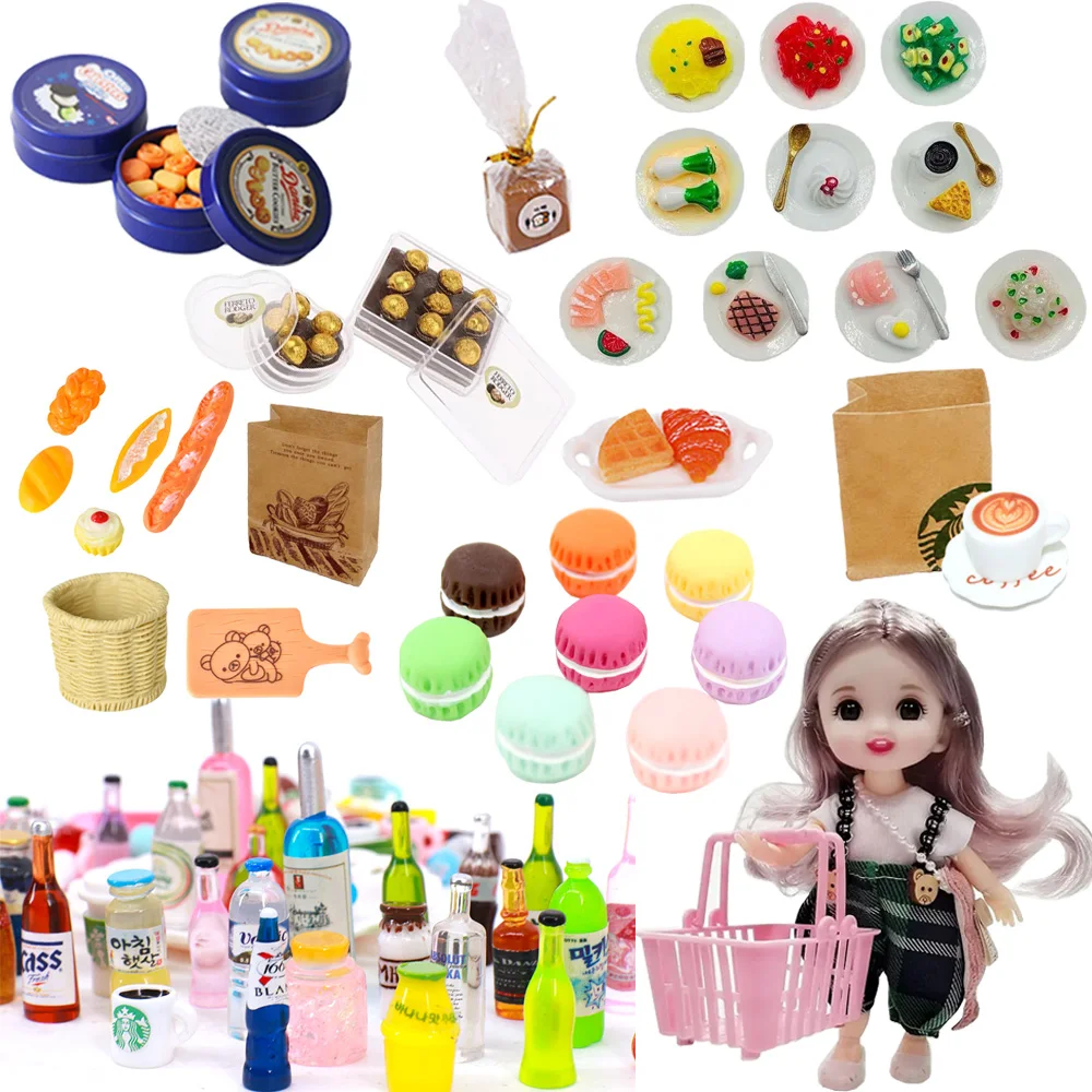 Doll Food Pizza Fruit Juice Desserts for 1:12 Dollhouse Accessories Party Decoration 1/3BJD Blyth Mini Food Miniature Items