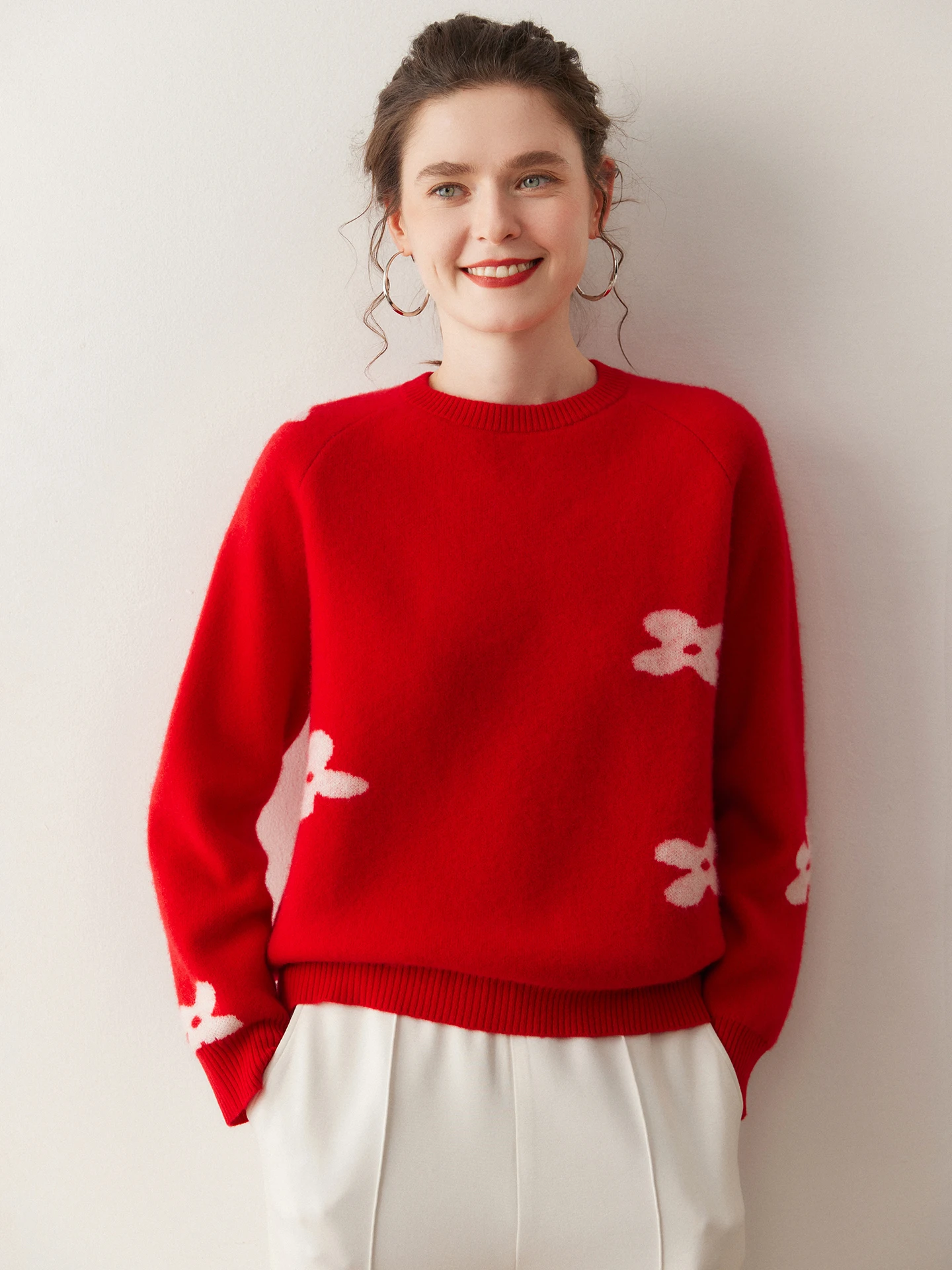 

Autumn Winter New O-neck Cashmere Pullover Sweater Women Loose Thickened Versatile Jacquard Fashion Knitted Coat Elegant Gentle