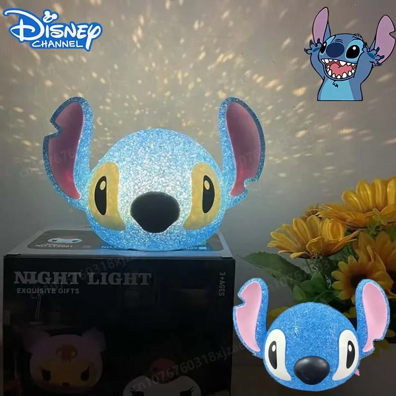 New Disney Stitch Star Projection Lamp Cartoon Figure Particle 3D Doll Creative Night Light Romantic Home Decoration Kids Gifts