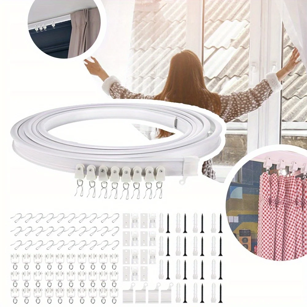 Binario per tende da soffitto flessibile e pieghevole da 5M, accessori per divisori di ambienti, finestre a battente, docce, binari per camper, sistema di privacy ospedaliero