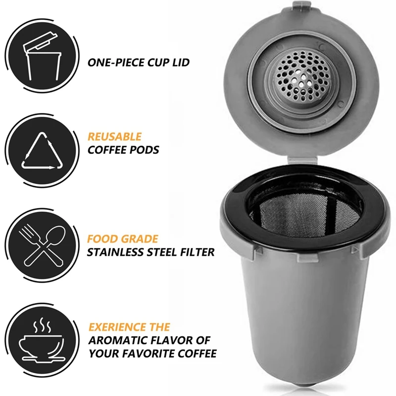 Replacement Parts Grey Reusable Filter Cup, Compatible For Cuisinart Single Serve Coffee Makers