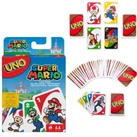 HOT !! Mattel UNO Super Mario Card Games Family Funny Entertainment Board Game Poker Kids Toys Playing Cards