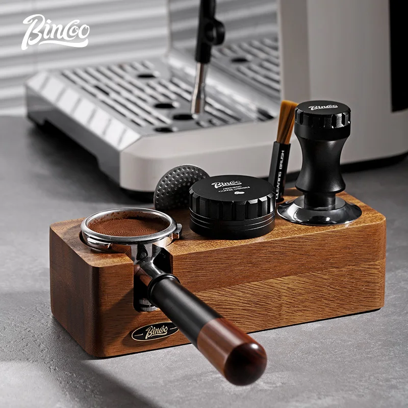 Bincoo-Walnut Coffee Press Base, Powder Distributor Set, Italian Handle, Universal Appliance Tool, Storage Base, 51mm, 58mm