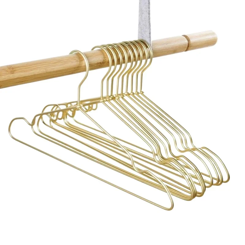 

10Pcs Golden Aluminum Alloy Coat Hangers Durable Anti-slip Hanger Traceless Design for Shirt Sweater Dress Wardrobe Organizer