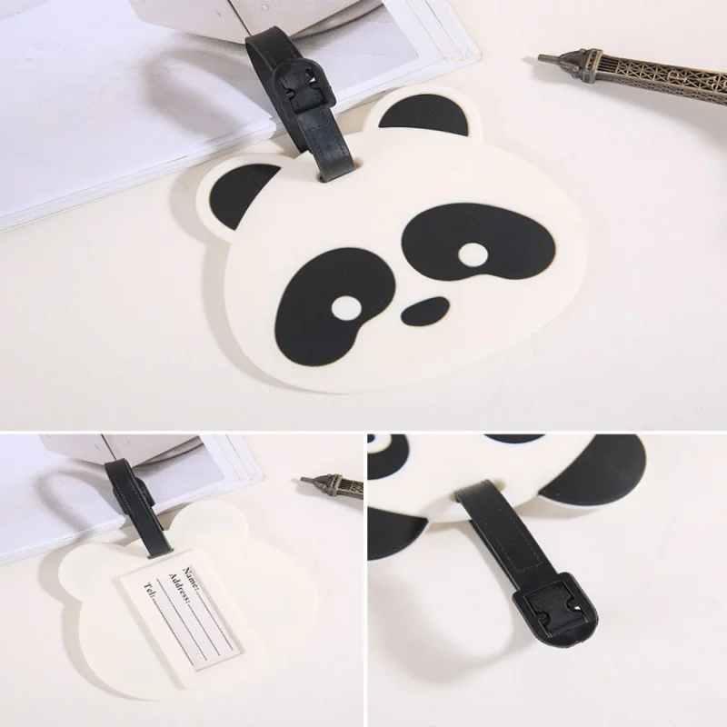 Panda Cartoon Instapkaart Koffer Cartoon Bagage Tags Ontwerp Id Identifier Label Adres Houder Reisaccessoires