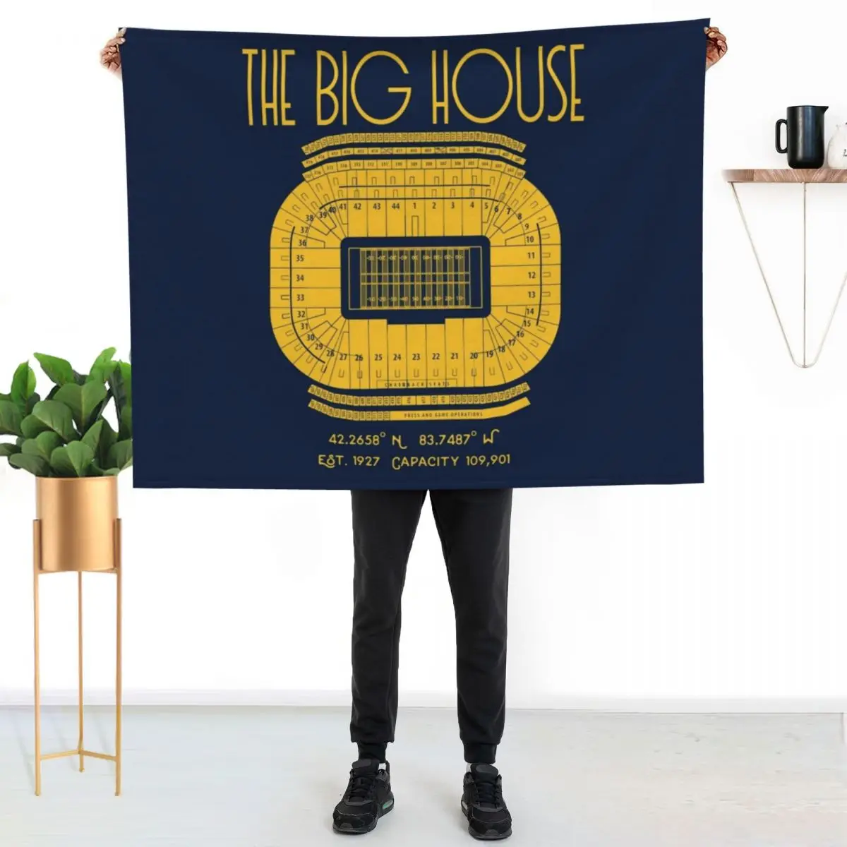 Michigan Football Big House Stadium Poster Print Throw Blanket Color Fast Cozy Throw Blanket