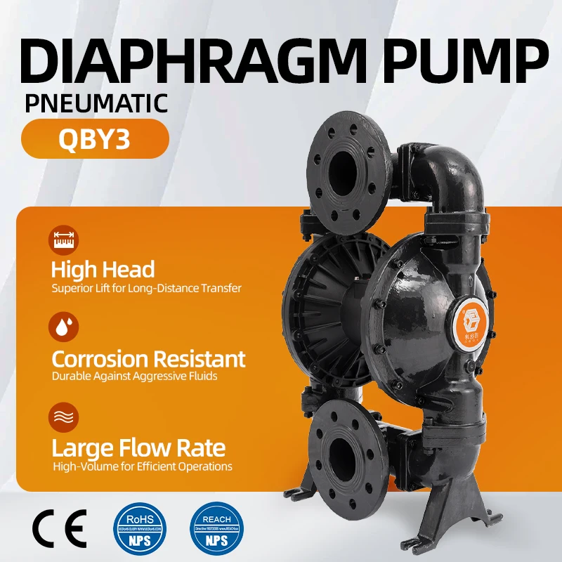 QBY3-100L 4'' High Flow Manufacturer Aluminium Diaphragm Pump With Flange Connection Air Pump
