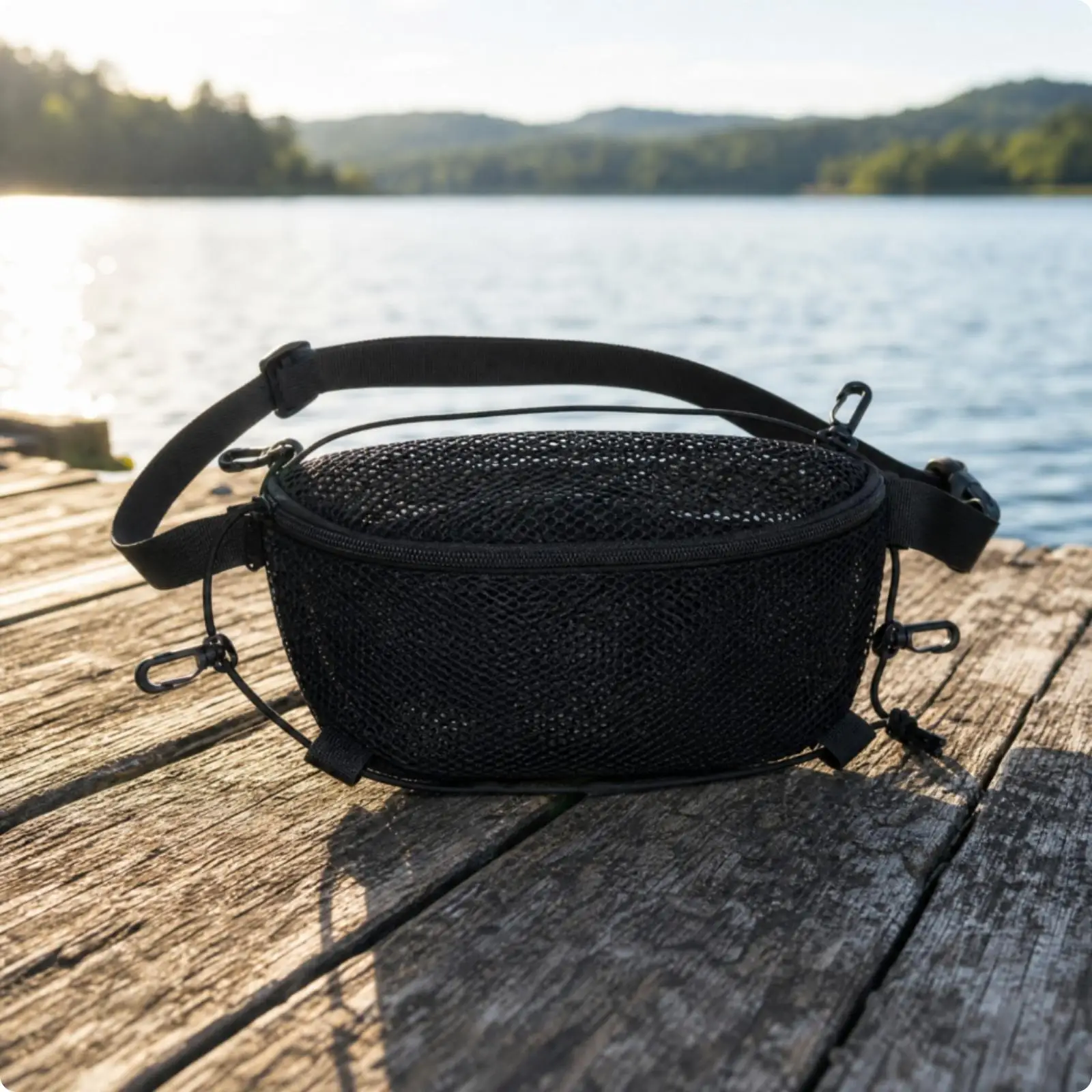 Breathable Waist Bag for Inline Skates Longboard Skateboard Paddle Board Mesh Pouch with Buckle Strap for Travel Gear