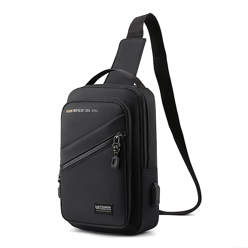 USB Charging Chest Bag Multi Functional Crossbody Bags Mens Multifunction Single Strap Chest Bag With Adjustable Shoulder Strap