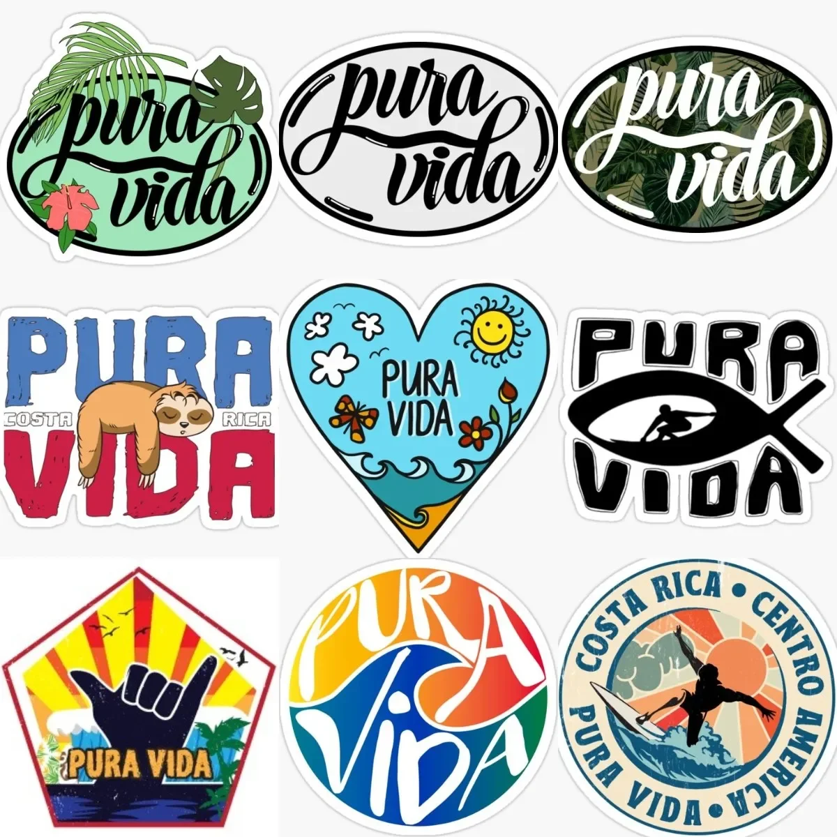 

Pura Vida Creative Badge Stickers Wall Motorcycle Off-road Camper Van Bicycle Laptop Car Table Surfing Vacation Decal Assecories