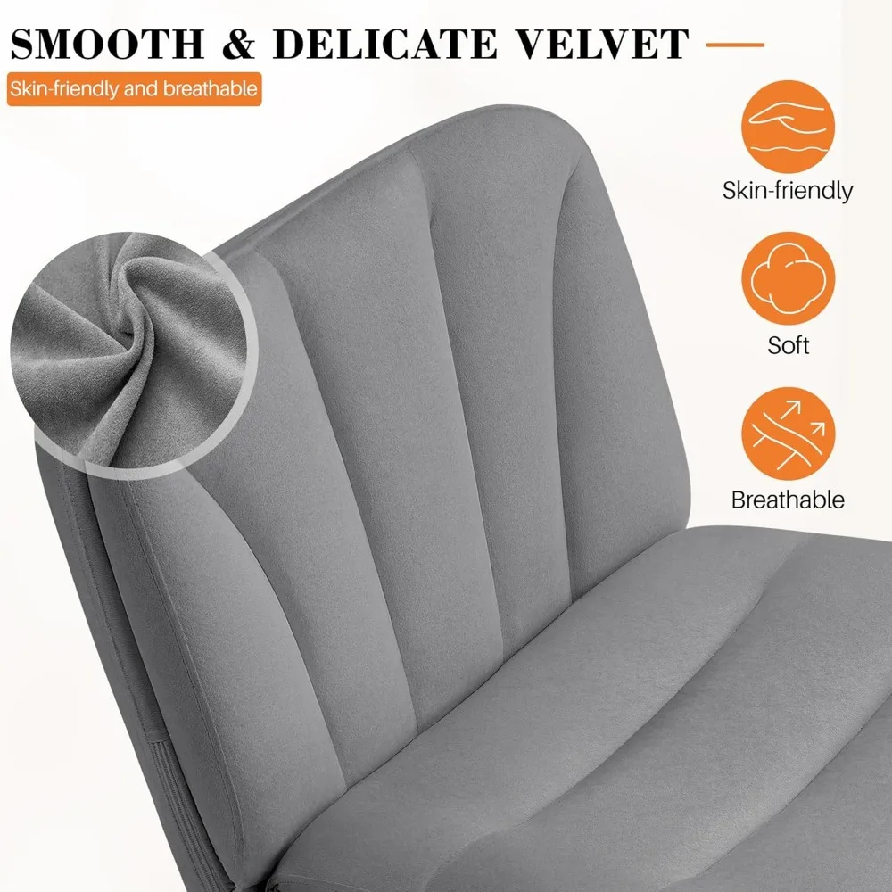 كرسي فيليكس كينج كريسس مع عجلات، كرسي مكتب بأرجل متقاطعة، كرسي مكتب واسع بدون ذراعين مع طبقتين من المخمل المريح #6