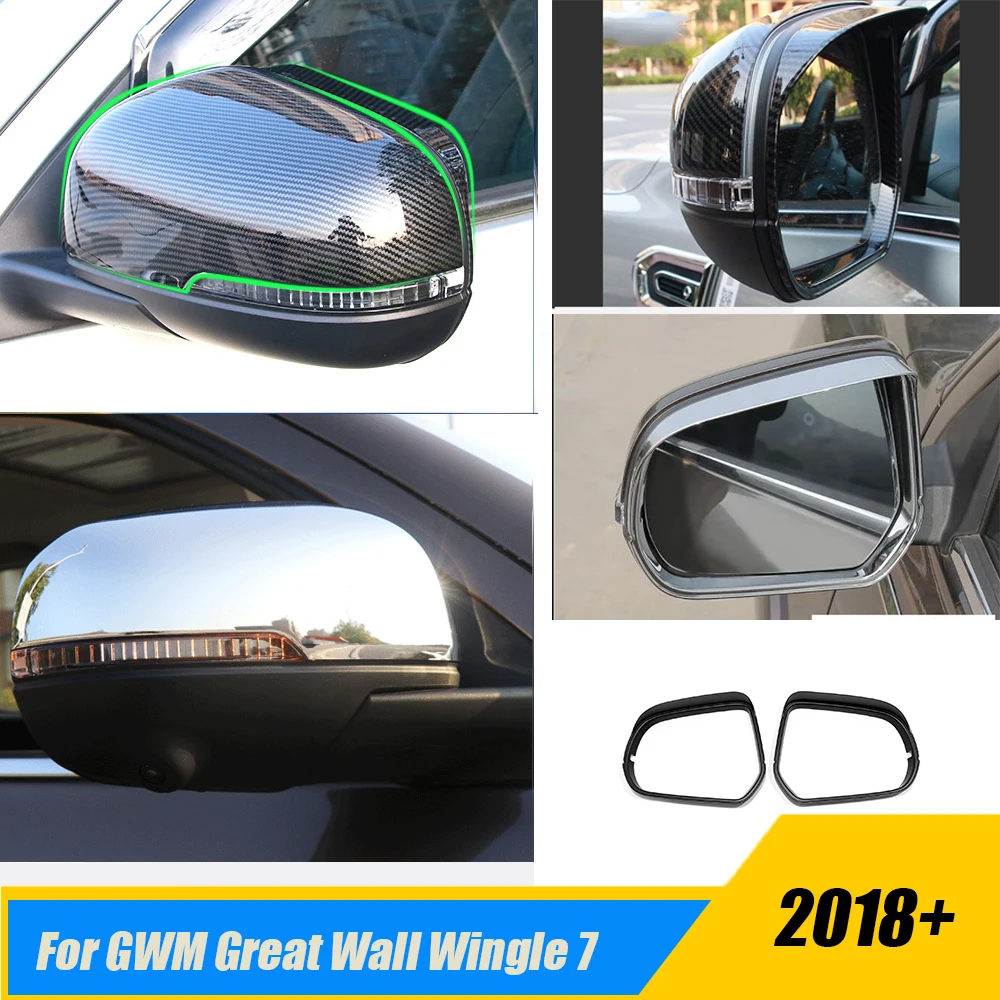 For GWM Great Wall Wingle 7 2018-2022 ABS Chrome Car rearview mirror cover/block rain eyebrow Sticker Cover Garnish Accessories