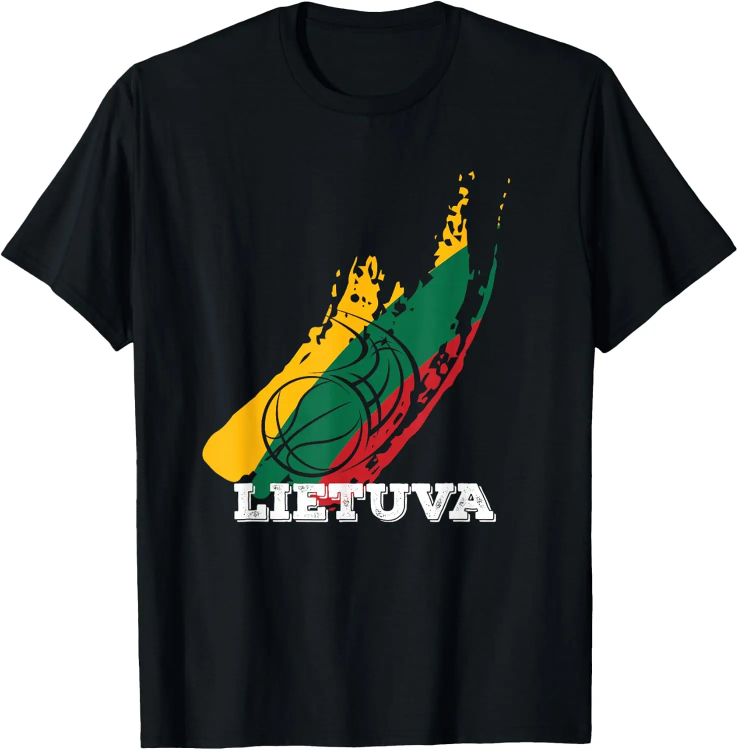 Lithuanian Basketball Lietuva Grunge Flag Graphic T-Shirt Casual Men's Tee