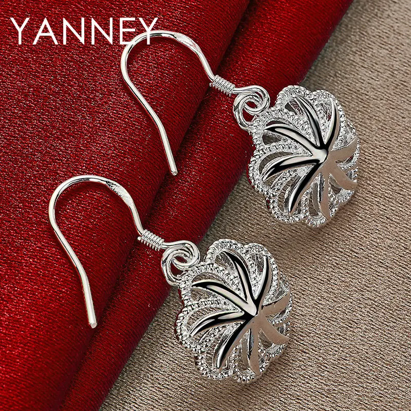 

New 925 Sterling Silver Delicate Round Flower Earrings For Women Fashion Charm Engagement Gift Jewelry Girlfriend Accessories