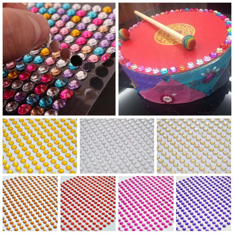 3Mm 4Mm 5Mm 6Mm Zelfklevende Kristallen Strass Stickers Mobiele Telefoon Auto Kunst Stickers Scrapbooking Bling Acryl Stickers