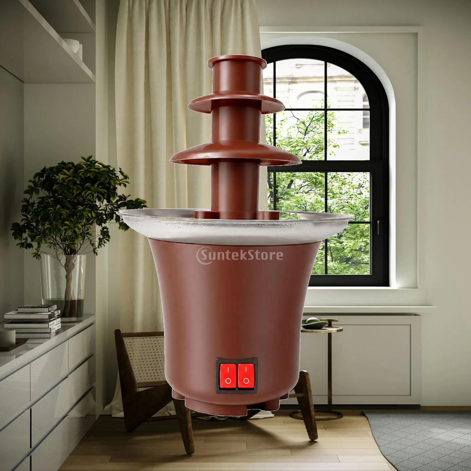 Interactive Chocolate Dipping Fountain Heated Basin Cascader for Fruit Skewers Party Buffet Birthday Celebration Home Kitchen