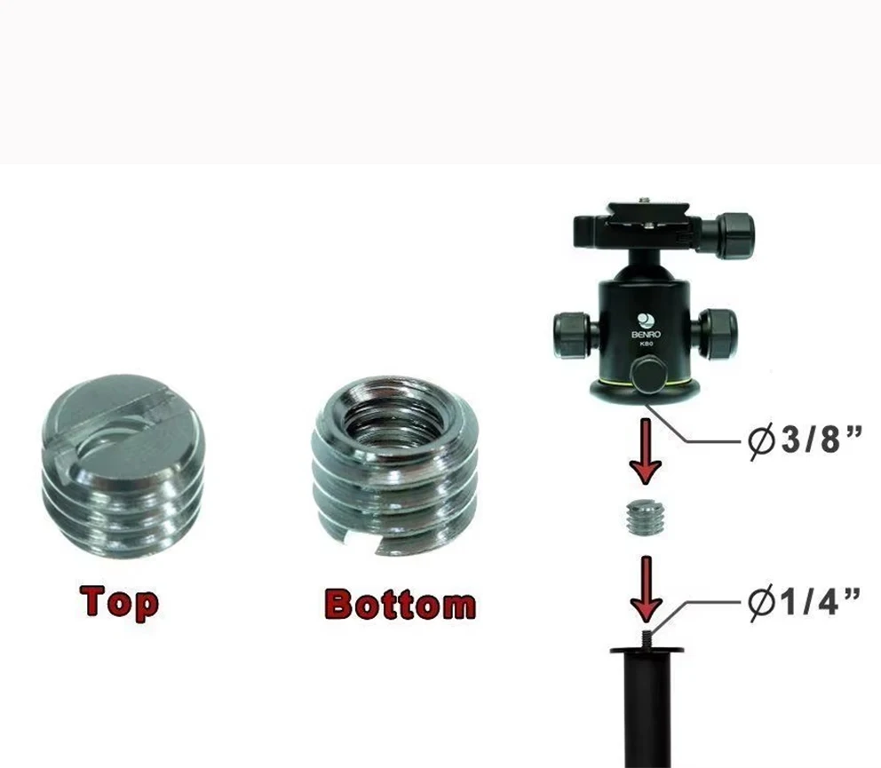 2 szt. Adapter śrubowy 1/4 "do 3/8" do statywu i monopodu z głowicą kulową DSLR SLR, adaptery śrubowe 1/4-20 żeńskie na 3/8-16 męskie