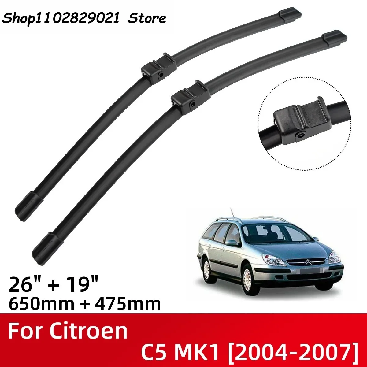 

Front Wiper Blades For Citroen C5 MK1 2004-2007 Windshield Windscreen Window 26"+19" 2004 2005 2006 2007