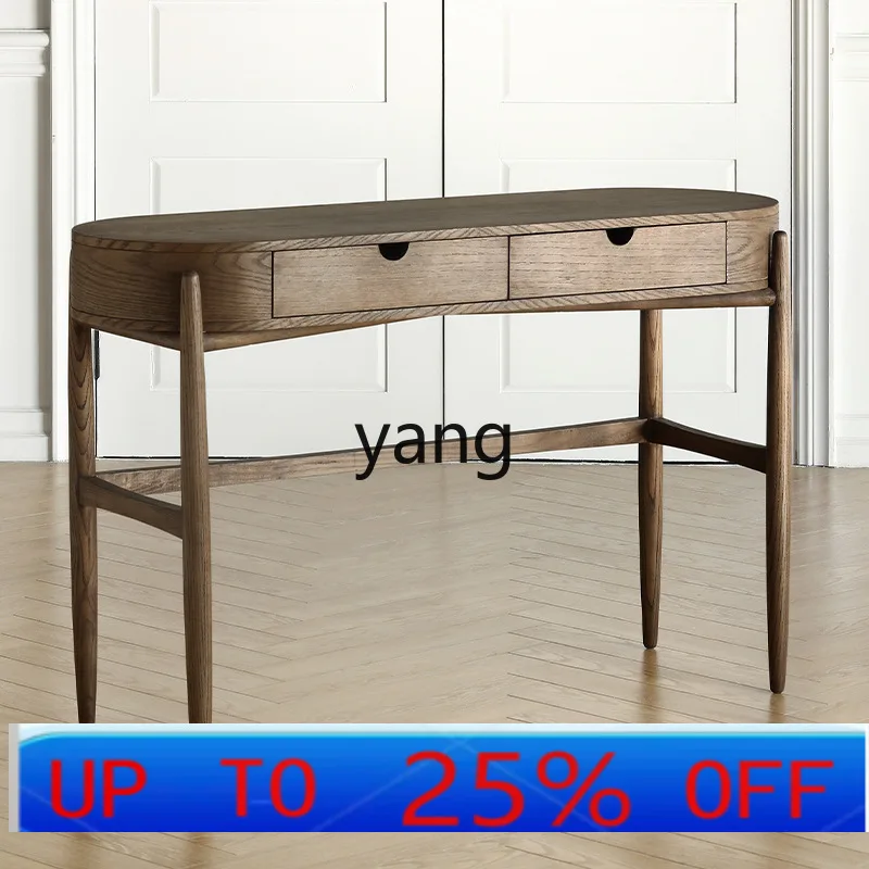 LMM Nordic retro solid wood dresser simple personalized makeup stool bedroom light luxury makeup table combination