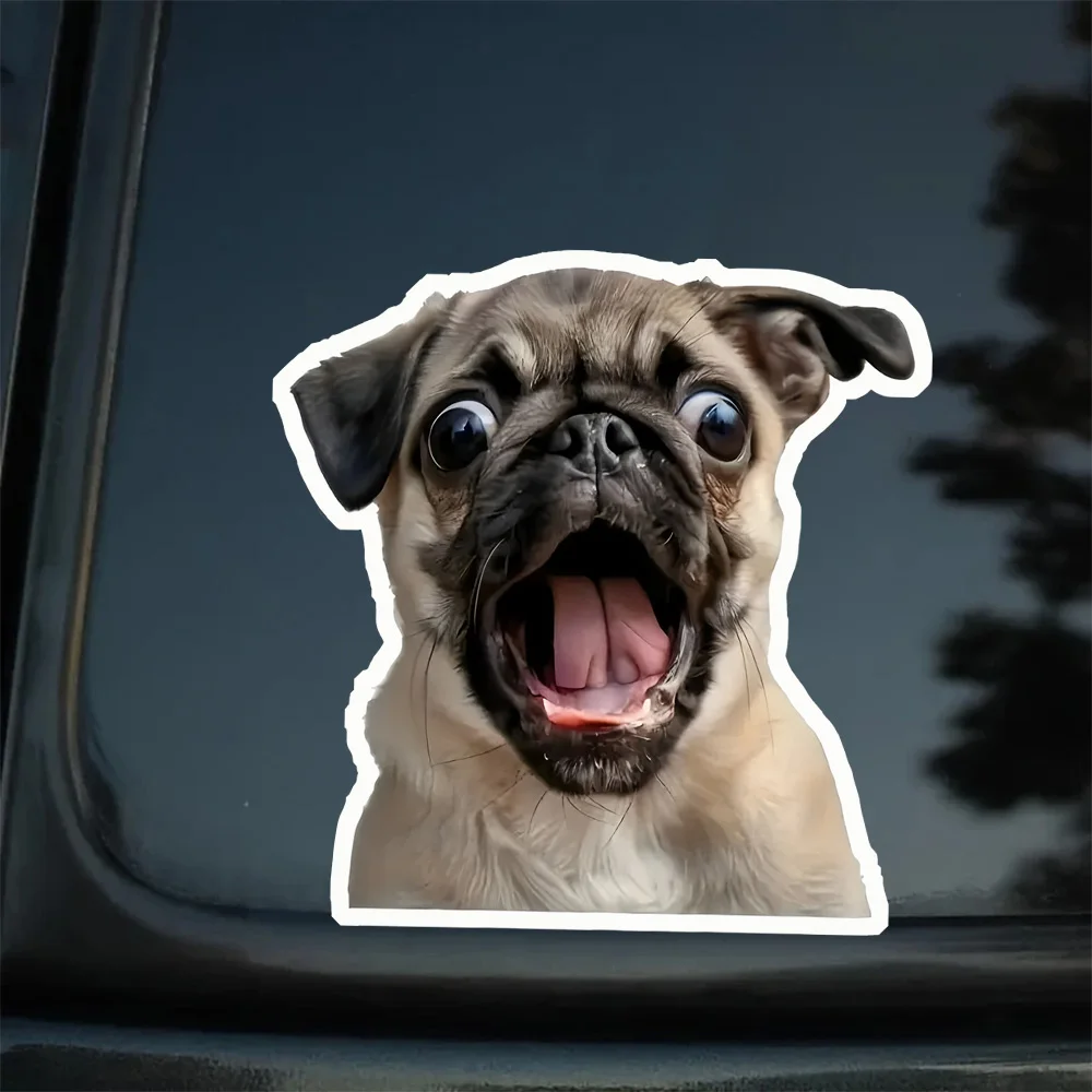 Fun Pug Dog Stickers, 13x13cm - Durable and Easy to Apply, Suitable for Cars, Trucks, Laptops, and Used for Windows, Bumpers