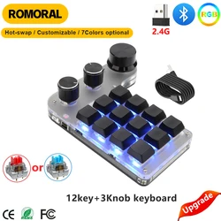 Programming Macro Keyboard 2.4G Receiver USB Mini Program Game Photoshop Hotswap Backlit Mechanical Characters Keypad