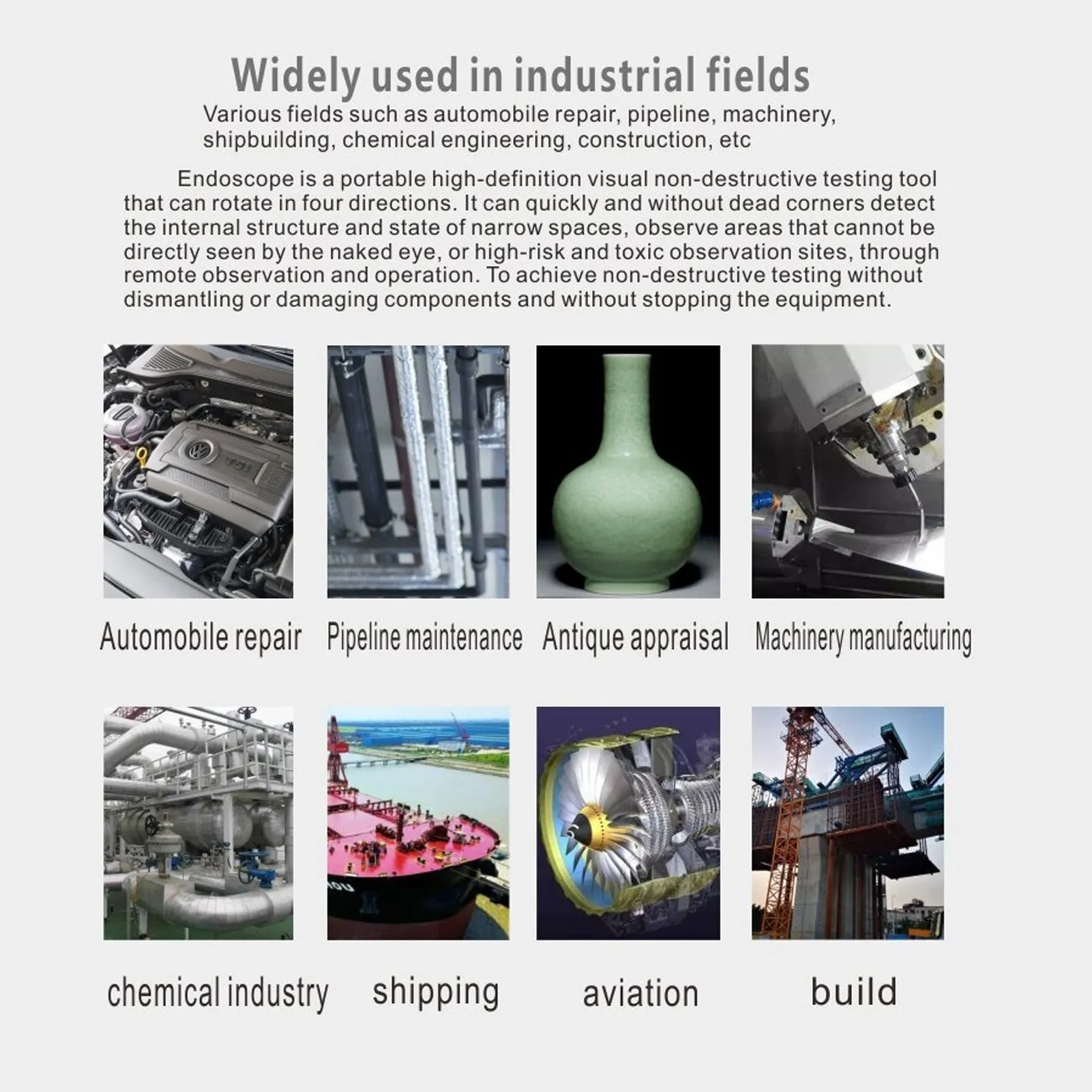 كاميرا بوريسكوب مفصلية في اتجاهين، كاميرا فحص المنظار الصناعي بزاوية 180 درجة، كاميرا فحص المنظار الصناعي عالية الدقة