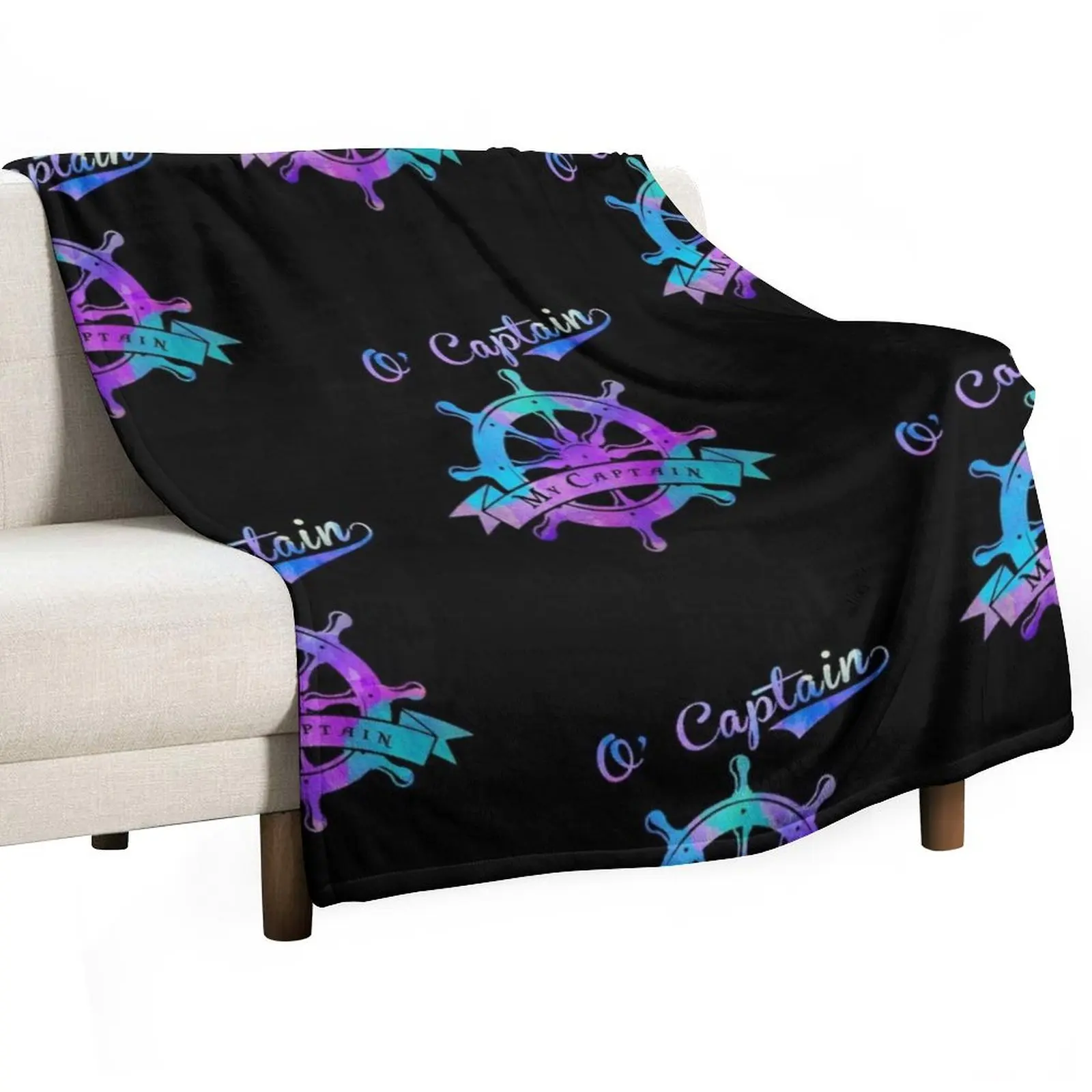 O Captain, My Captain, Walt Whitman, Ship Wheel Throw Blanket Plush wednesday Blankets