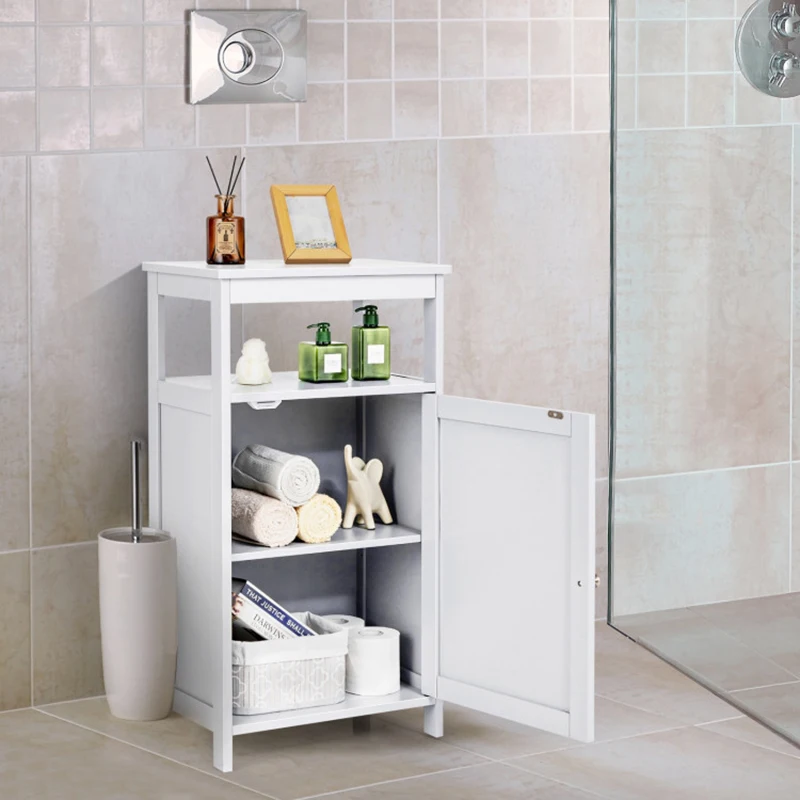 Elegant Adjustable Shelf Heights Bathroom Cabinets  High-quality  Bathroom Wooden Floor Cabinet with Multifunction Storage Rack