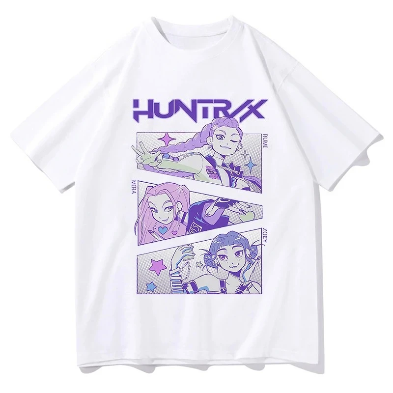 KPop Demon Hunters Huntrix Tees Summer Short Sleeve Tshirts Women Men Clothing Streetwear Unisex Graphic Print T-shirts image 3