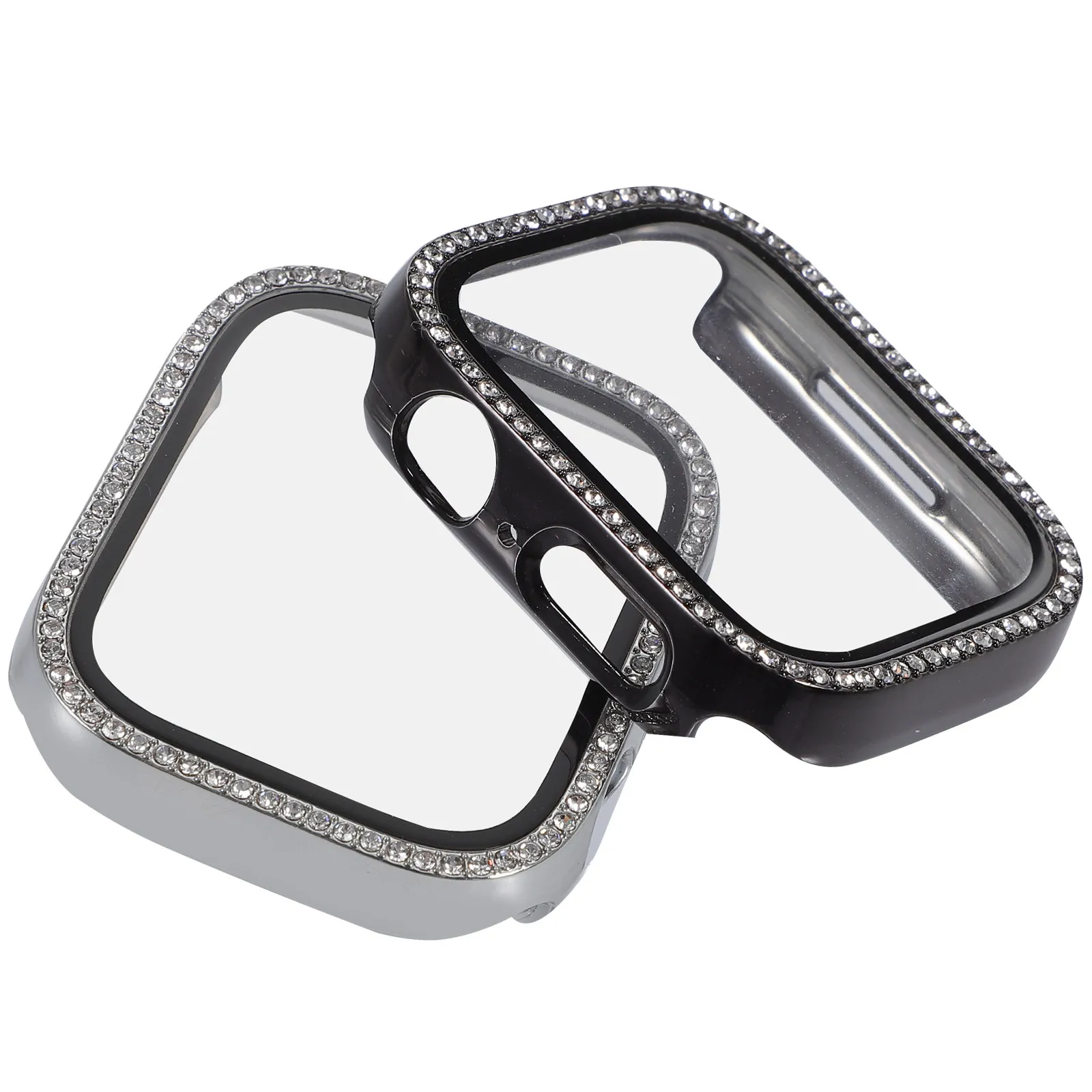 

2Pcs Rhinestone Decorative Watch Protective Case Compatible with Apple Watch Screen Protector Drop Resistant Luxury Evening Wear