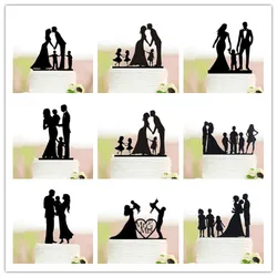 Family Style Cake Topper Wedding Party Kids  Anniversary Bridal Shower Decorations Kids Gift cake decor Rustic Wedding