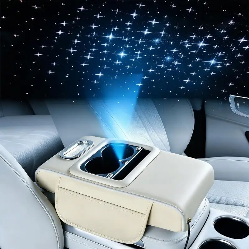 5 Feature Premium Vehicle Center Console Storage Providing Fast Power Transfer And Decorative light Design D7YA