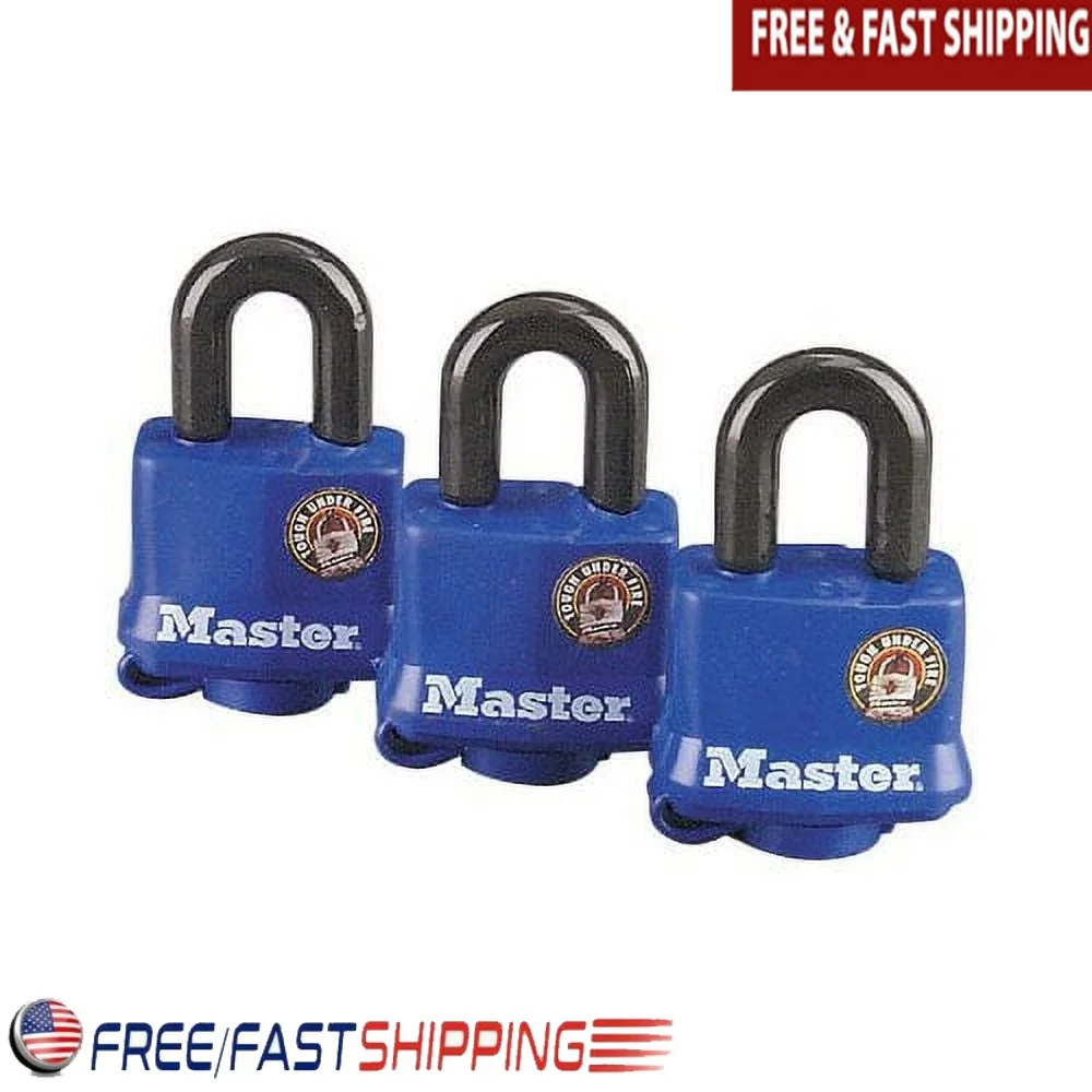 

Всепогодные навесные замки, комплект из 3 шт., корпус из ламинированной стали, термопластичный корпус, наружная безопасность, закаленная скоба, красочные ключевые головки