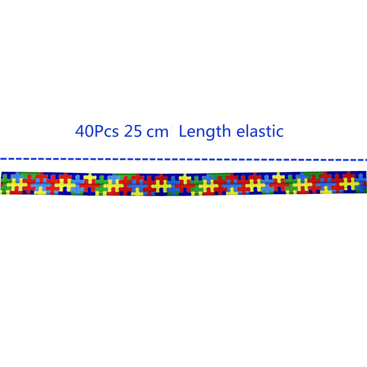 10 Yard Autismus-Bewusstseinsdruck, umklappbar, elastisch, 15 mm, buntes FOE-Band für DIY-Kopfbedeckung, Geschenk, Gurtband, Zubehör – Detail 5