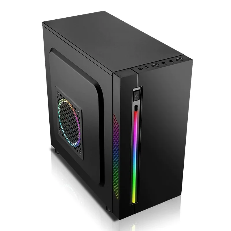 White MATX Gaming PC Case RGB Light Strip Tempered Glass Side Panel Desktop Empty Chassis Support MATX ITX Motherboard USB3.0