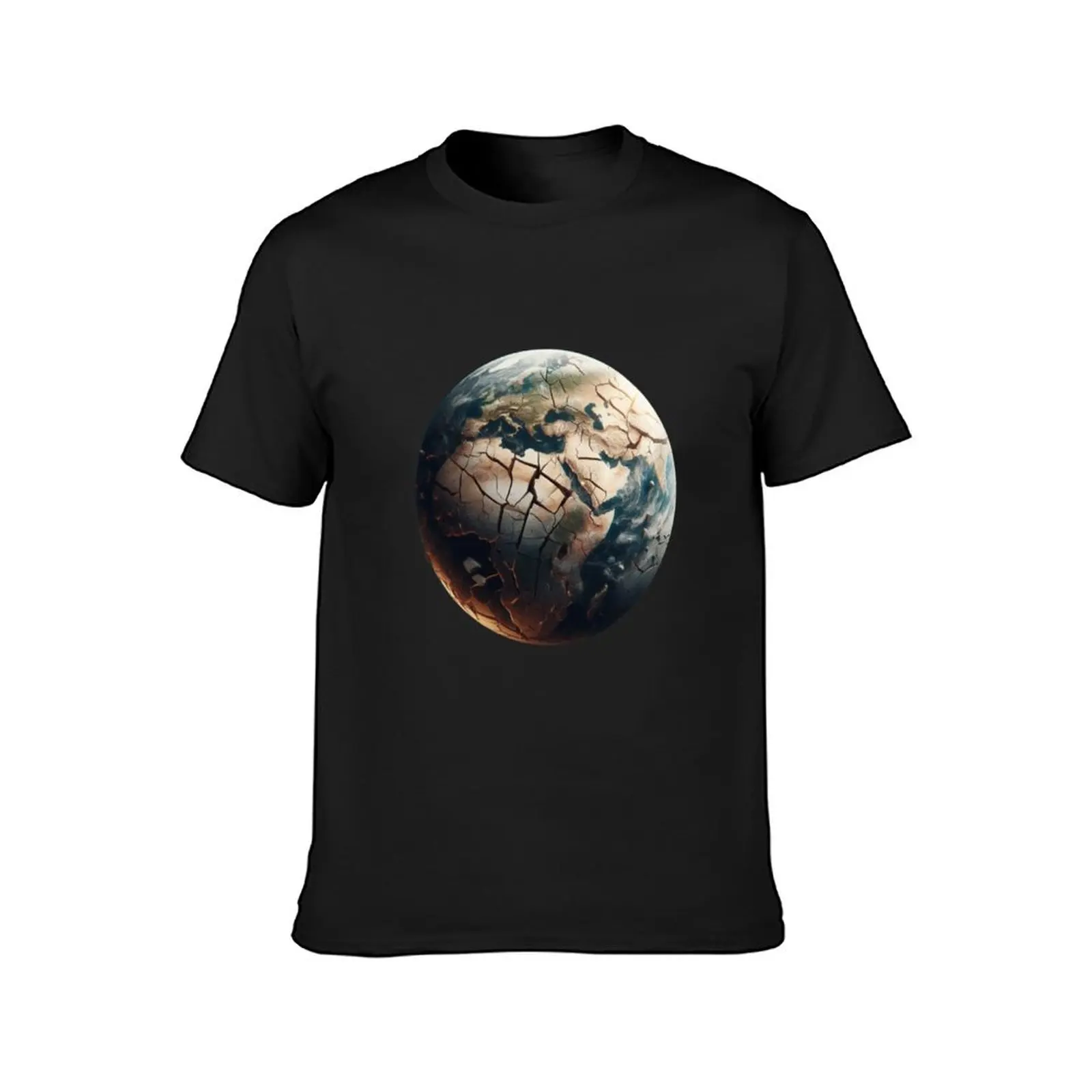 Cracked planet earth T-Shirt summer clothes Blouse hippie clothes t shirts men