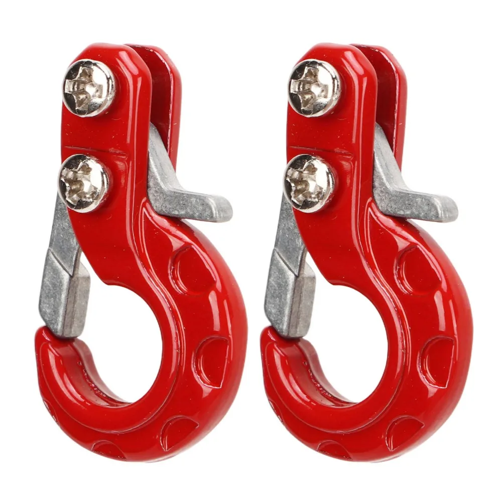 2Pcs Metal Winch Trailer Hooks Mini Heavy Duty Traction Rope Hooks for SCX10/D90/D110/TF2/TRX4 1/10 RC Crawler Truck